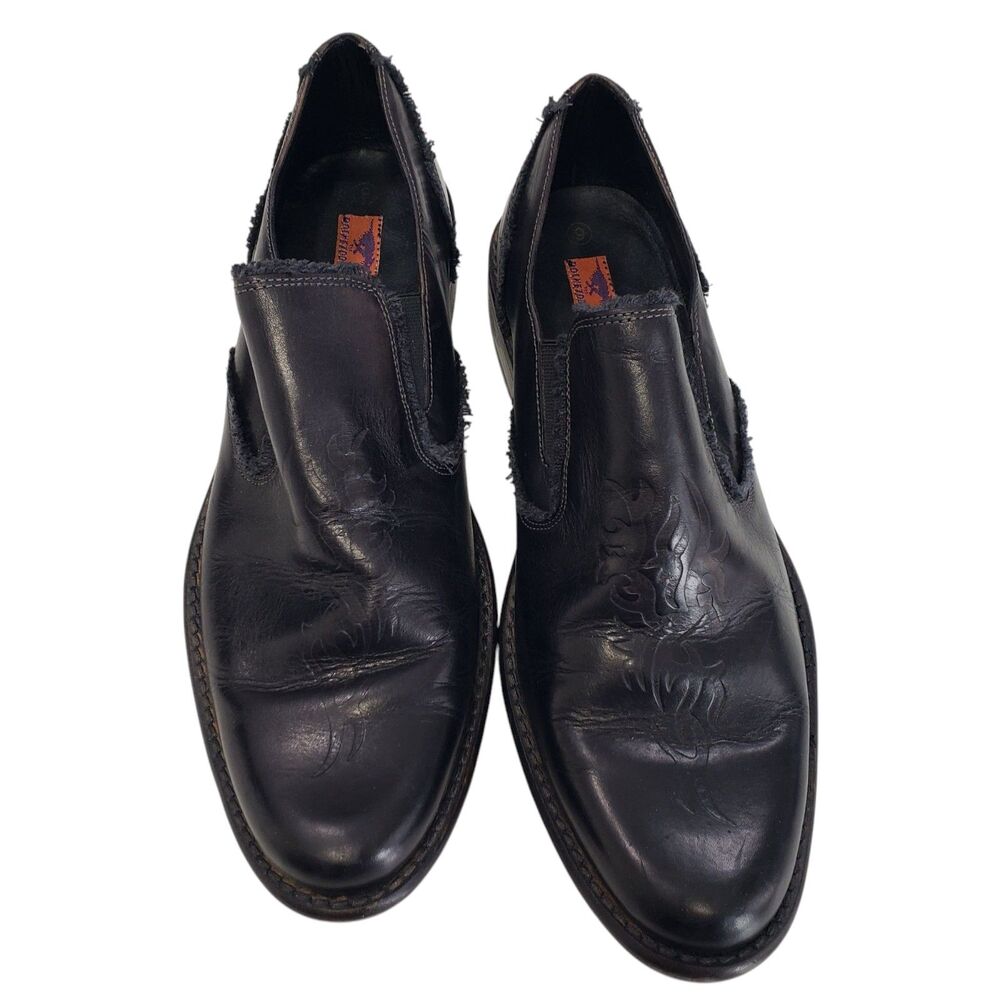 Gorgeous Rocket Dog Men's Black Leather Slip-ons, Size 9